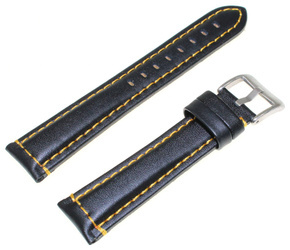 Skórzany pasek do zegarka 20 mm Diloy 393.20.55 czarny żółty