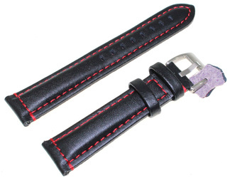 Skórzany pasek do zegarka 20 mm Diloy 393.20.53 czarny czerwony