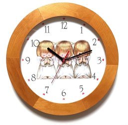 Drewniany zegar ścienny z aniołkami Atrix ATW300A1 CAL SW 30 cm
