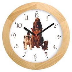 Drewniany zegar ścienny z pieskami Atrix ATW300H2 JES SW 30 cm